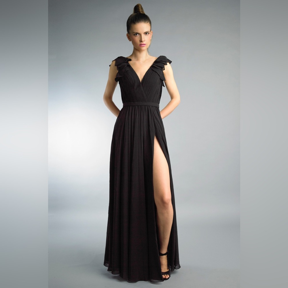 BASIX BLACK LABEL RUFFLE COLLAR EVENING DRESS - Picture 3 of 12
